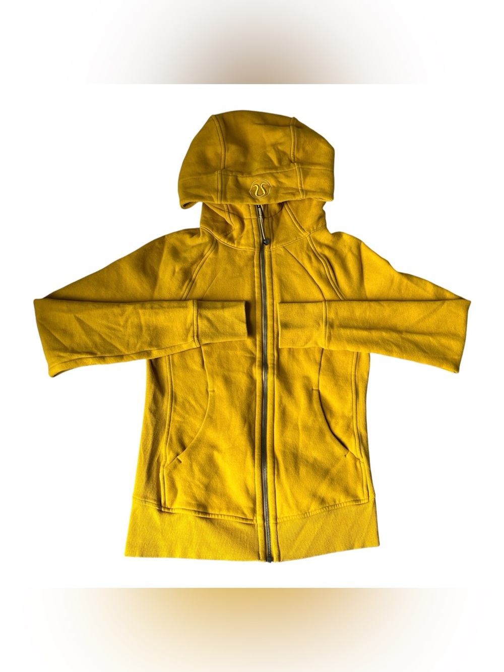 Lululemon Scuba Classic Fitted Full-Zip Hoodie Mustard Yellow Women Sz 4 EUC HTF